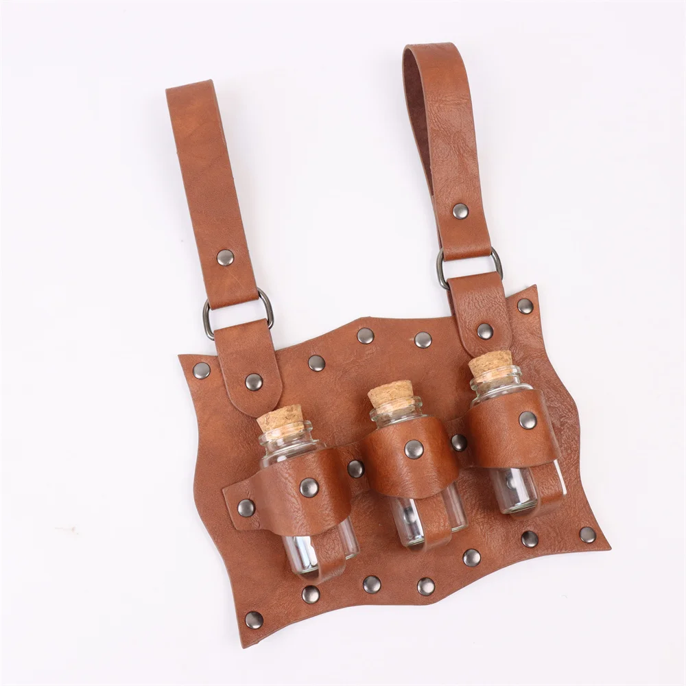 UYEE Medieval Belt Steam Leather Belt Glass Magic Bottle Cover Halloween Cosplay Role-playing Personalized Costume Props