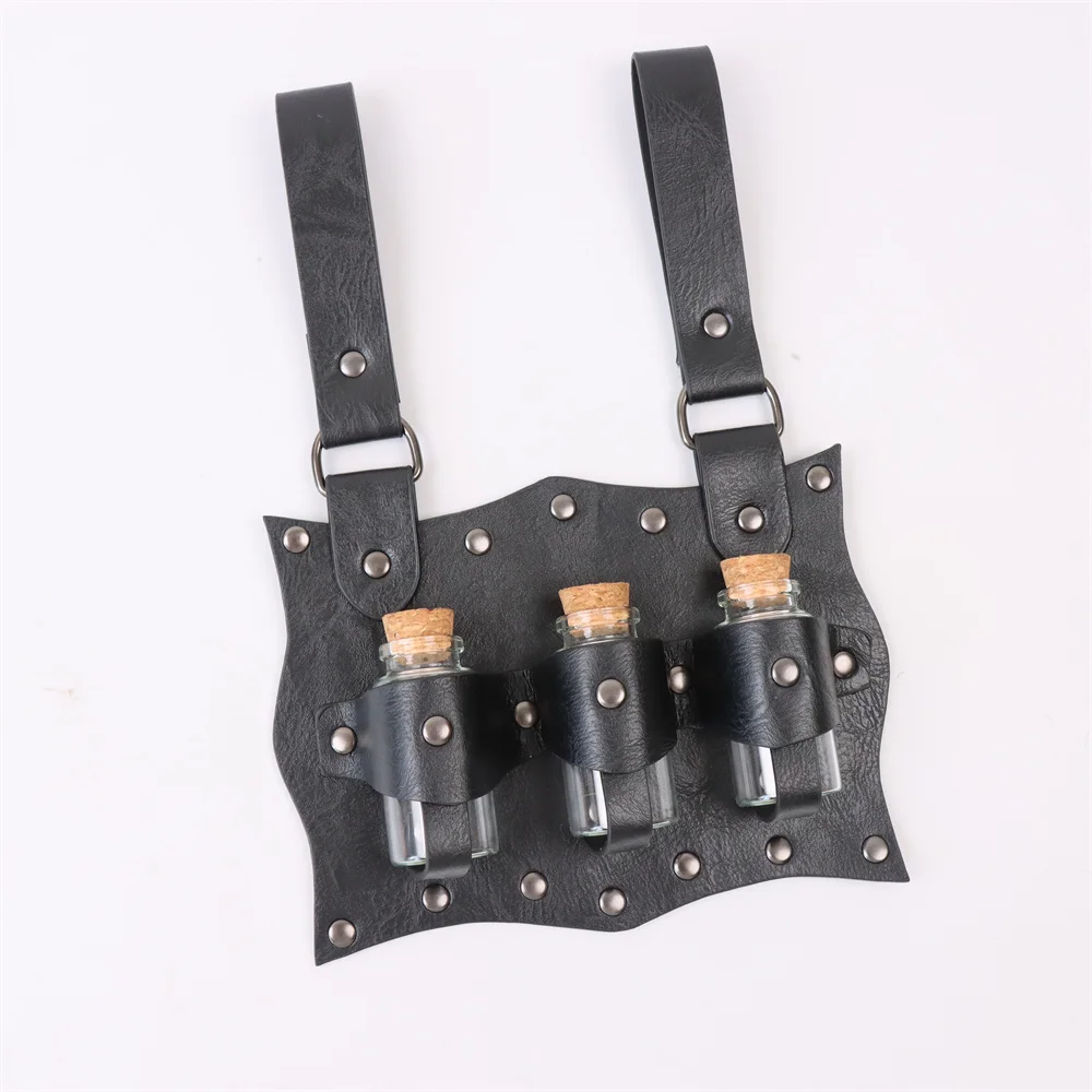 UYEE Medieval Belt Steam Leather Belt Glass Magic Bottle Cover Halloween Cosplay Role-playing Personalized Costume Props
