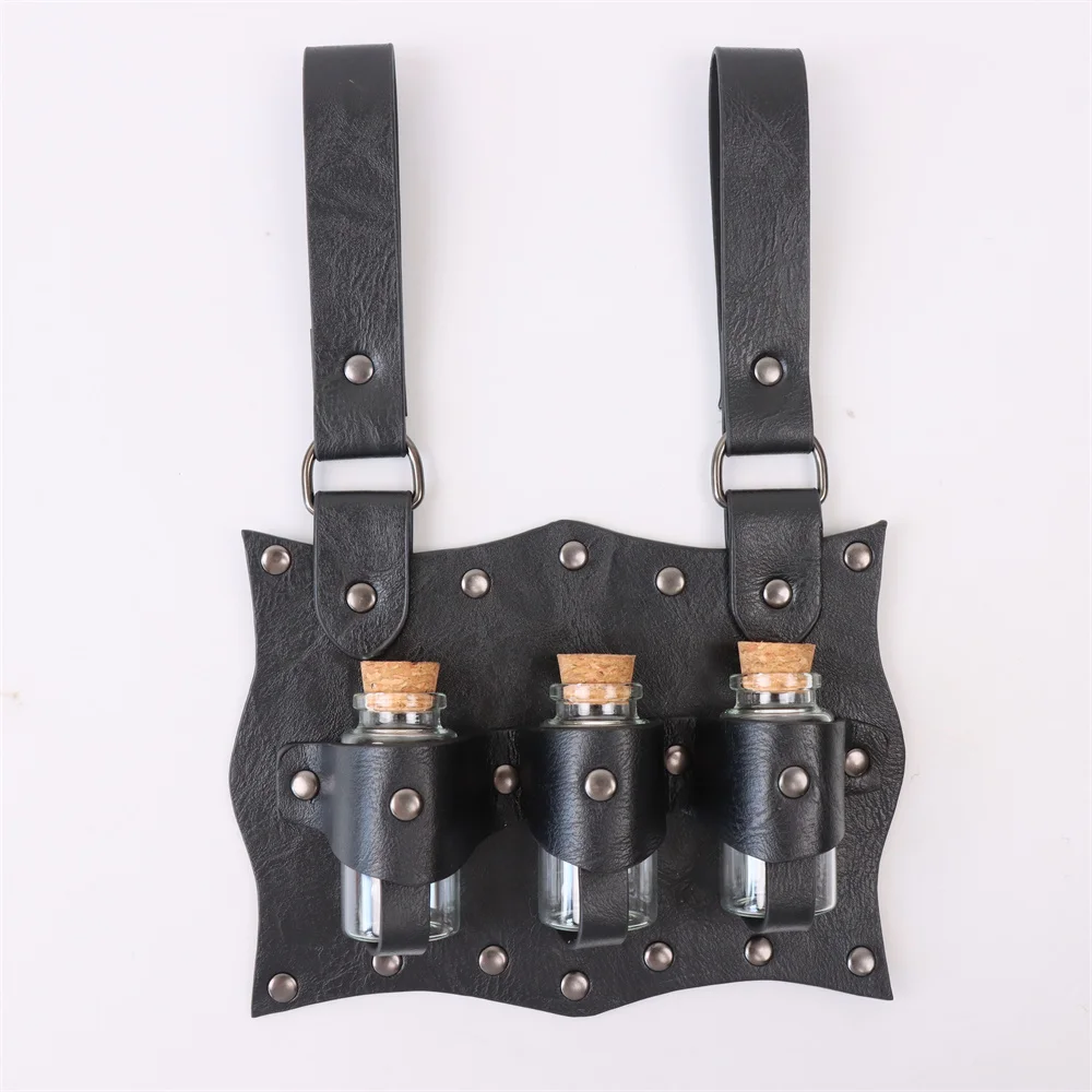 UYEE Medieval Belt Steam Leather Belt Glass Magic Bottle Cover Halloween Cosplay Role-playing Personalized Costume Props