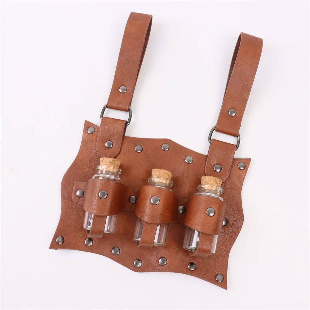 UYEE Medieval Belt Steam Leather Belt Glass Magic Bottle Cover Halloween Cosplay Role-playing Personalized Costume Props