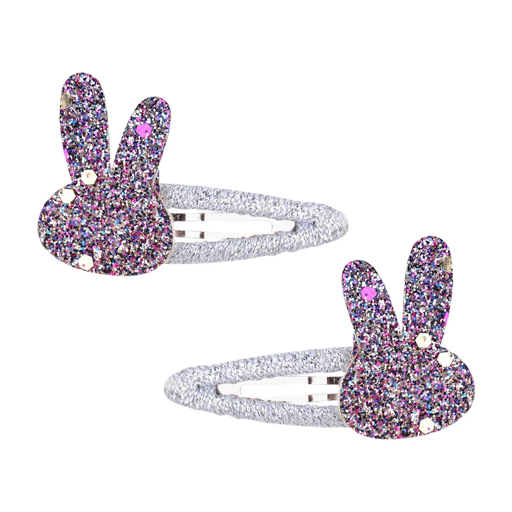 2Pcs/Set Sweet BB Glitter Hairpins for Baby Girls Rabbit Flower Hair Clips Barrettes Headwear Fashion Kids Hair Accessories
