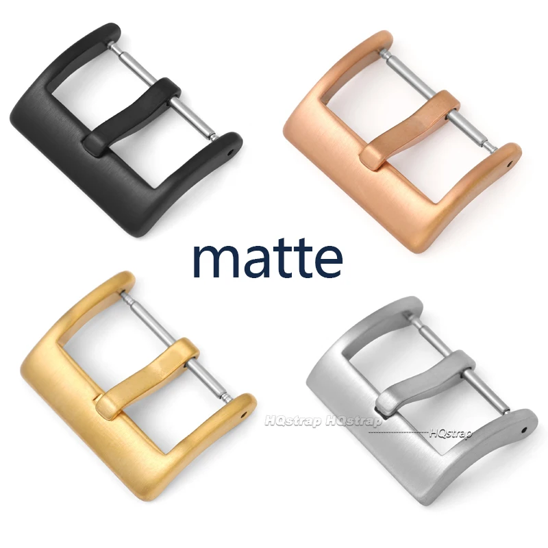 16 18 20 22mm Watch Band Metal Buckle Strap Solid Square Button Stainless Steel Matte Polished Clasp Silver Black Watch Buckles