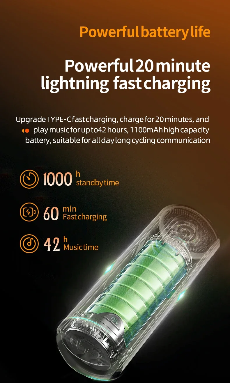C50 Motorcycle Bluetooth Helmet Headset V5.3 Tri-Colorful Lights Earphone IPX6 Waterproof Support Connecting 2 Phones Same Time
