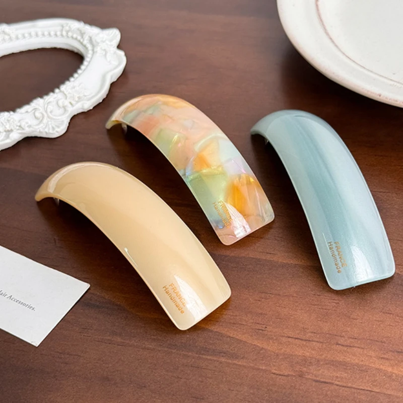 Retro New Colorful Acetate Hairpin One-word Spring Clips for Women Temperament Barrettes Lady Fashion Versatile Hair Accessories