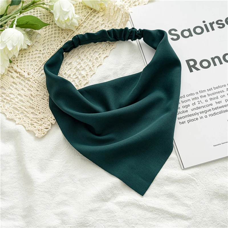 Woman Solid Color Chiffon Bandana Head Scarf Girls High-grade Versatile Triangle Scarf turbante Hair Accessories Turban femme