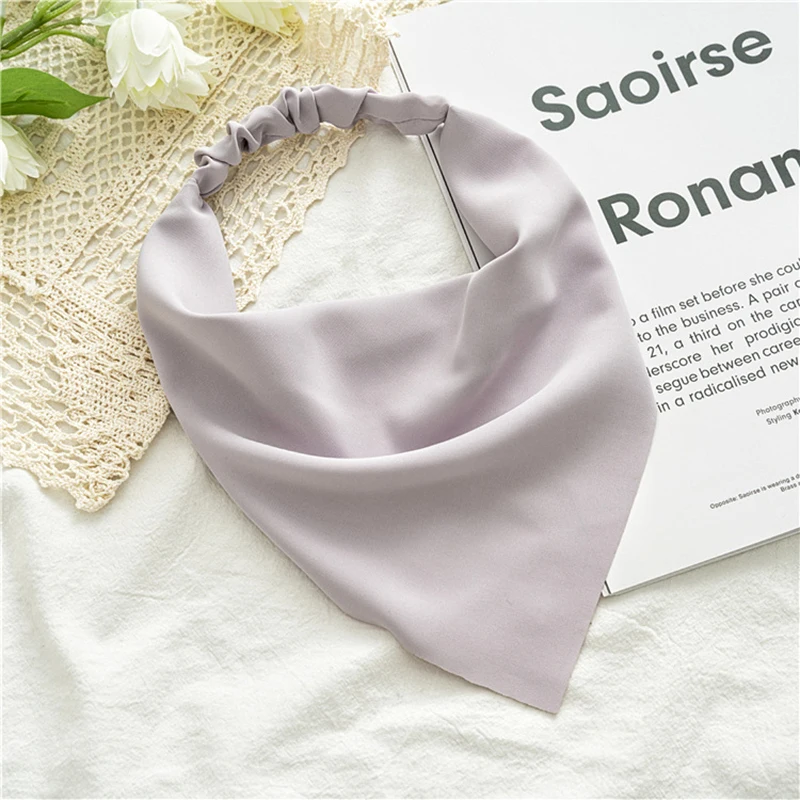 Woman Solid Color Chiffon Bandana Head Scarf Girls High-grade Versatile Triangle Scarf turbante Hair Accessories Turban femme