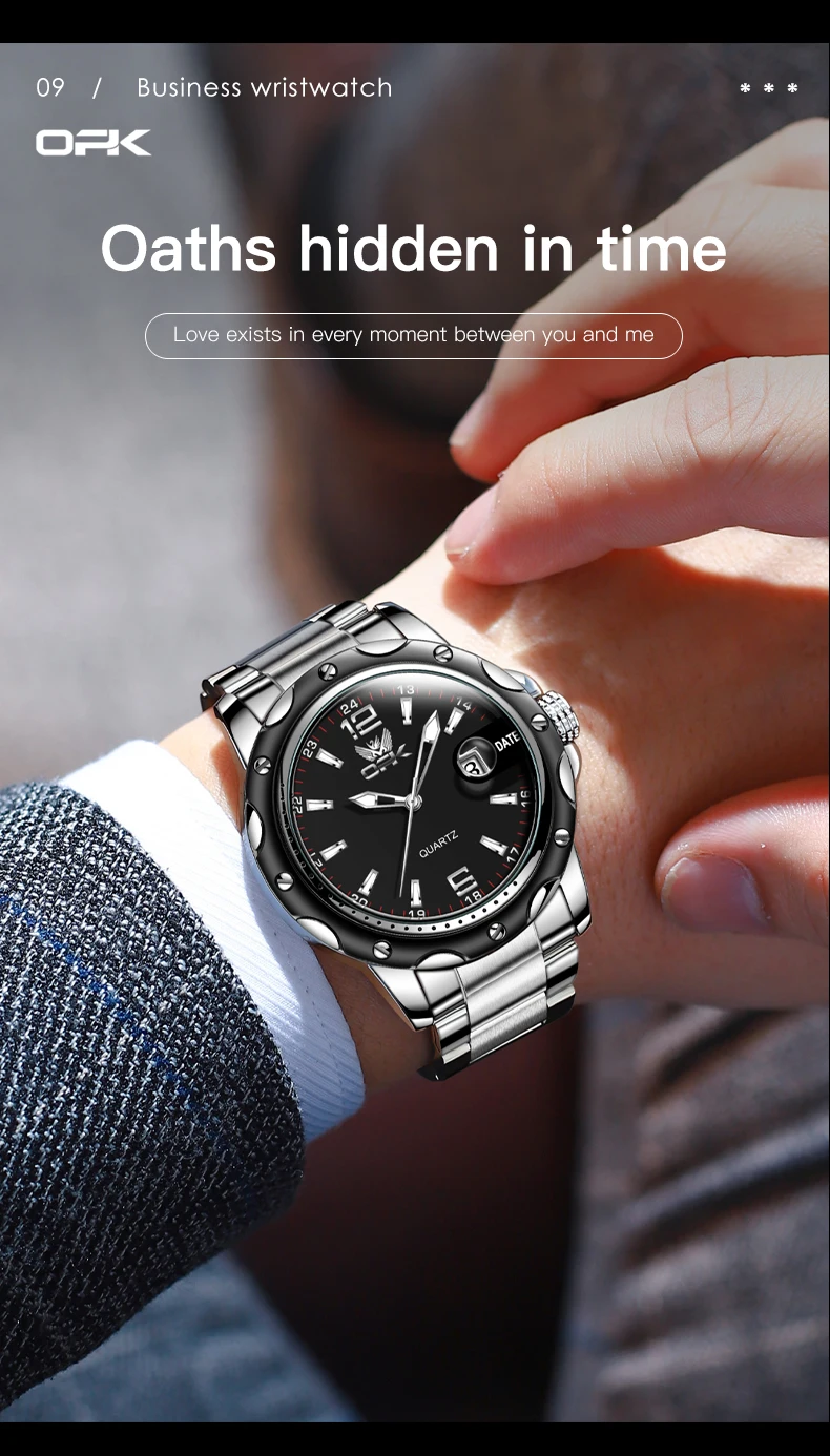 OPK 6026 Steel Belt, Casual and Minimalist with Date, Men's Quartz Watch