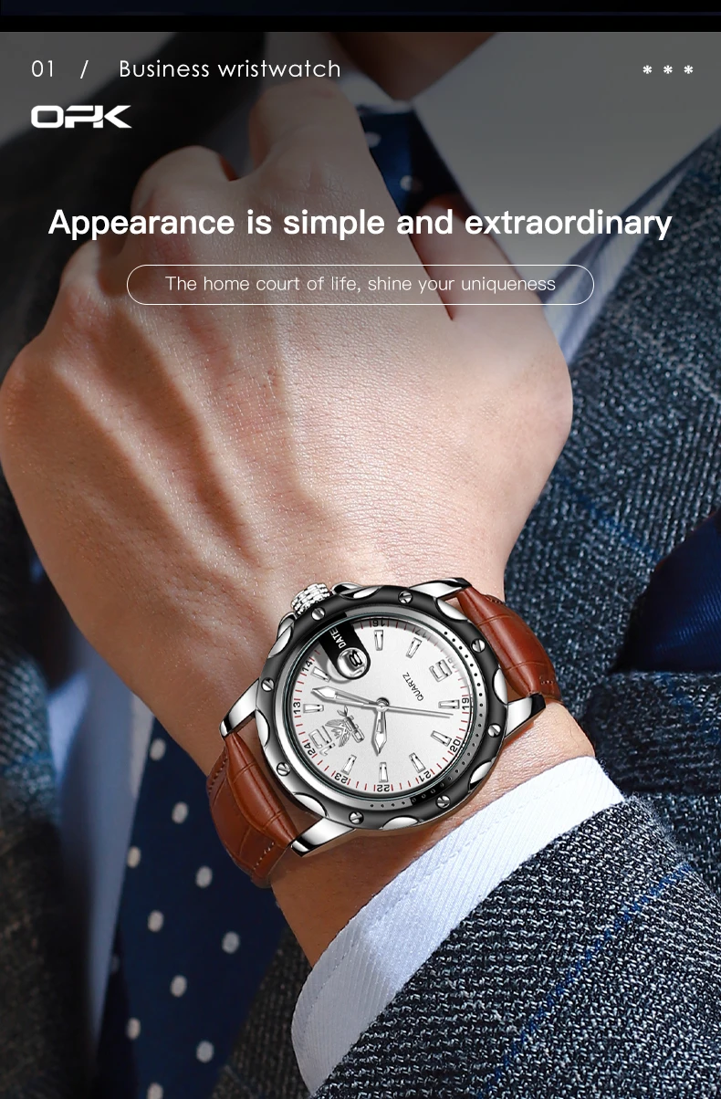 OPK 6026 Steel Belt, Casual and Minimalist with Date, Men's Quartz Watch