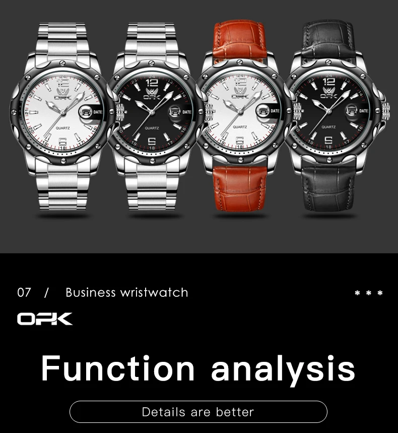 OPK 6026 Steel Belt, Casual and Minimalist with Date, Men's Quartz Watch