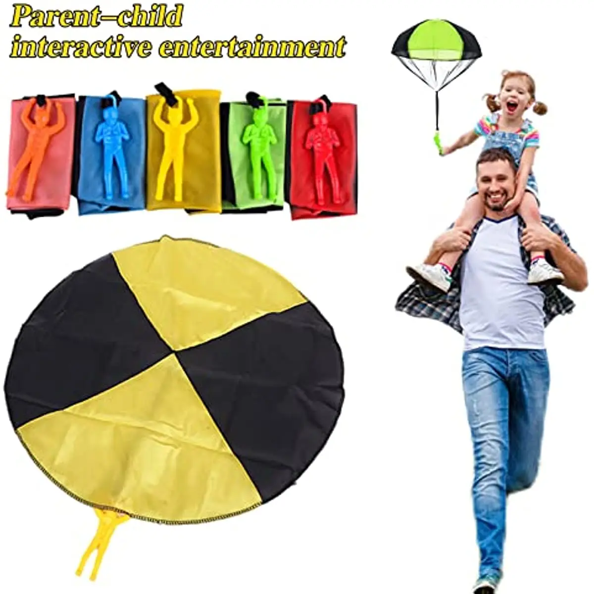 Children throwing mini soldier parachute toys indoor and outdoor toys hand throwing parachute toys parent-child interactive game