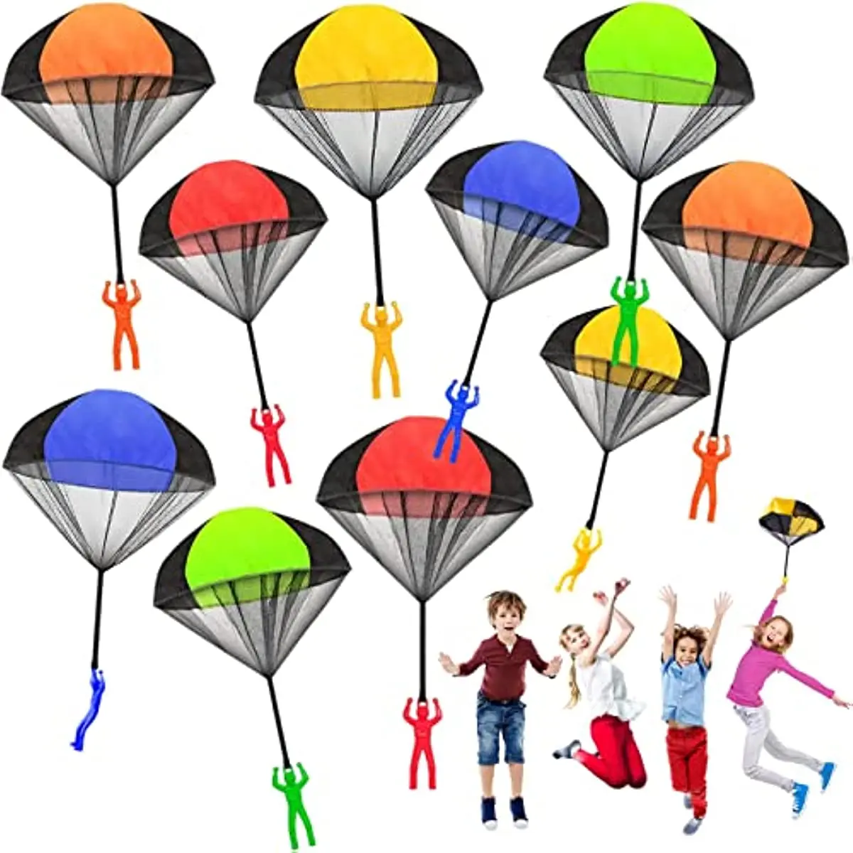 Children throwing mini soldier parachute toys indoor and outdoor toys hand throwing parachute toys parent-child interactive game