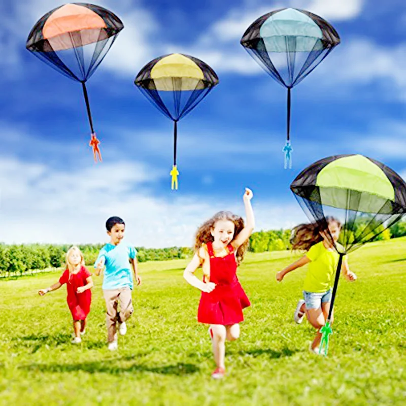 Children throwing mini soldier parachute toys indoor and outdoor toys hand throwing parachute toys parent-child interactive game