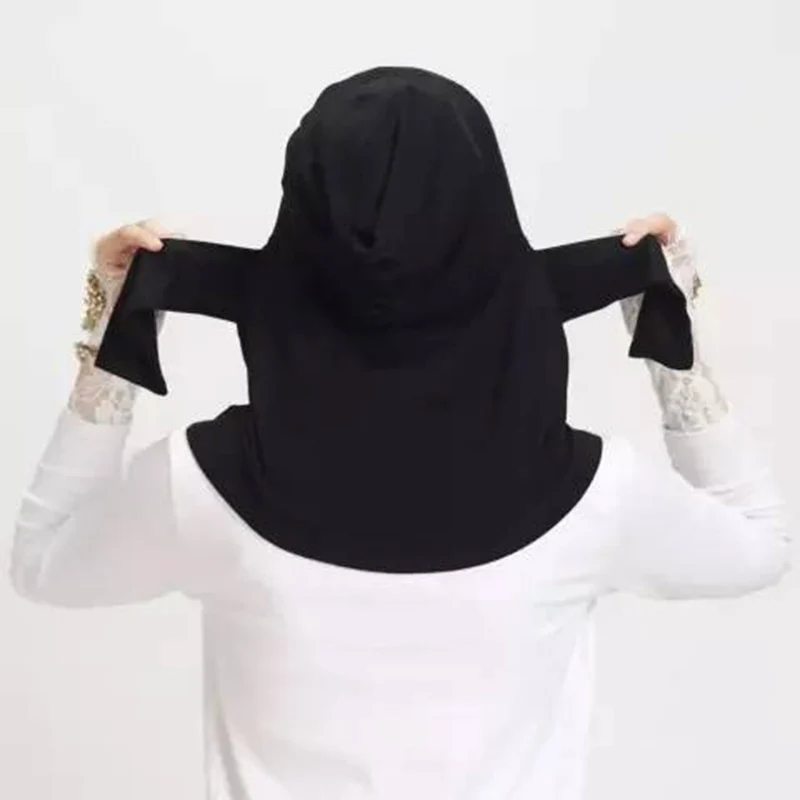 Soft Elastic Ready Jersey Cotton Hijab Undercap For Muslim Woman Bonnet Solid Color Instant Inner Caps Ladies Headband Free Size