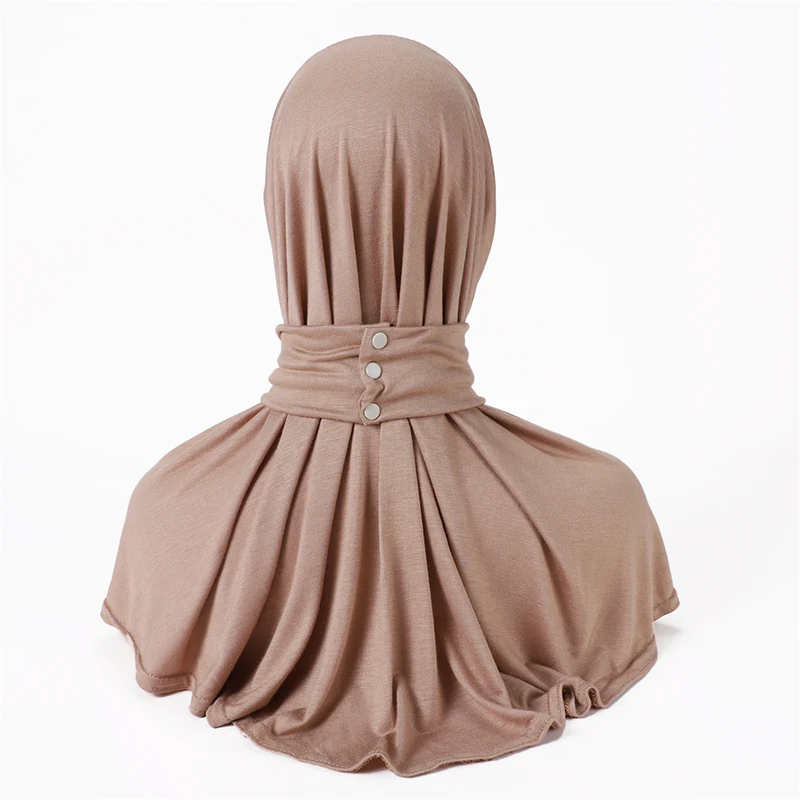 Soft Elastic Ready Jersey Cotton Hijab Undercap For Muslim Woman Bonnet Solid Color Instant Inner Caps Ladies Headband Free Size
