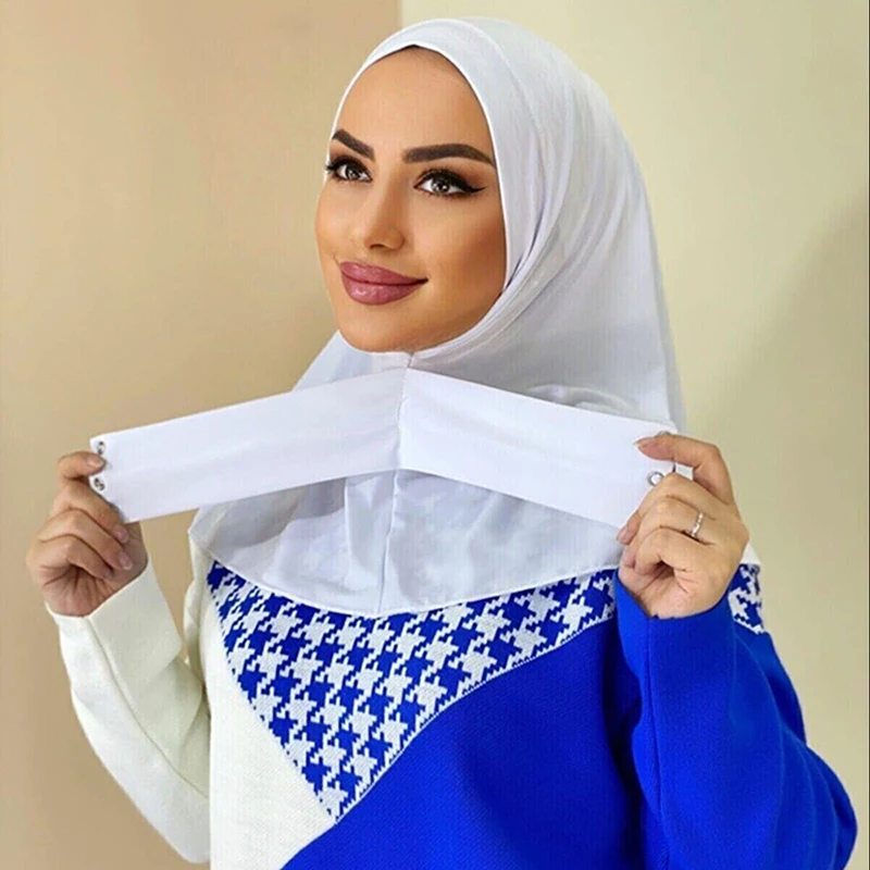 Soft Elastic Ready Jersey Cotton Hijab Undercap For Muslim Woman Bonnet Solid Color Instant Inner Caps Ladies Headband Free Size