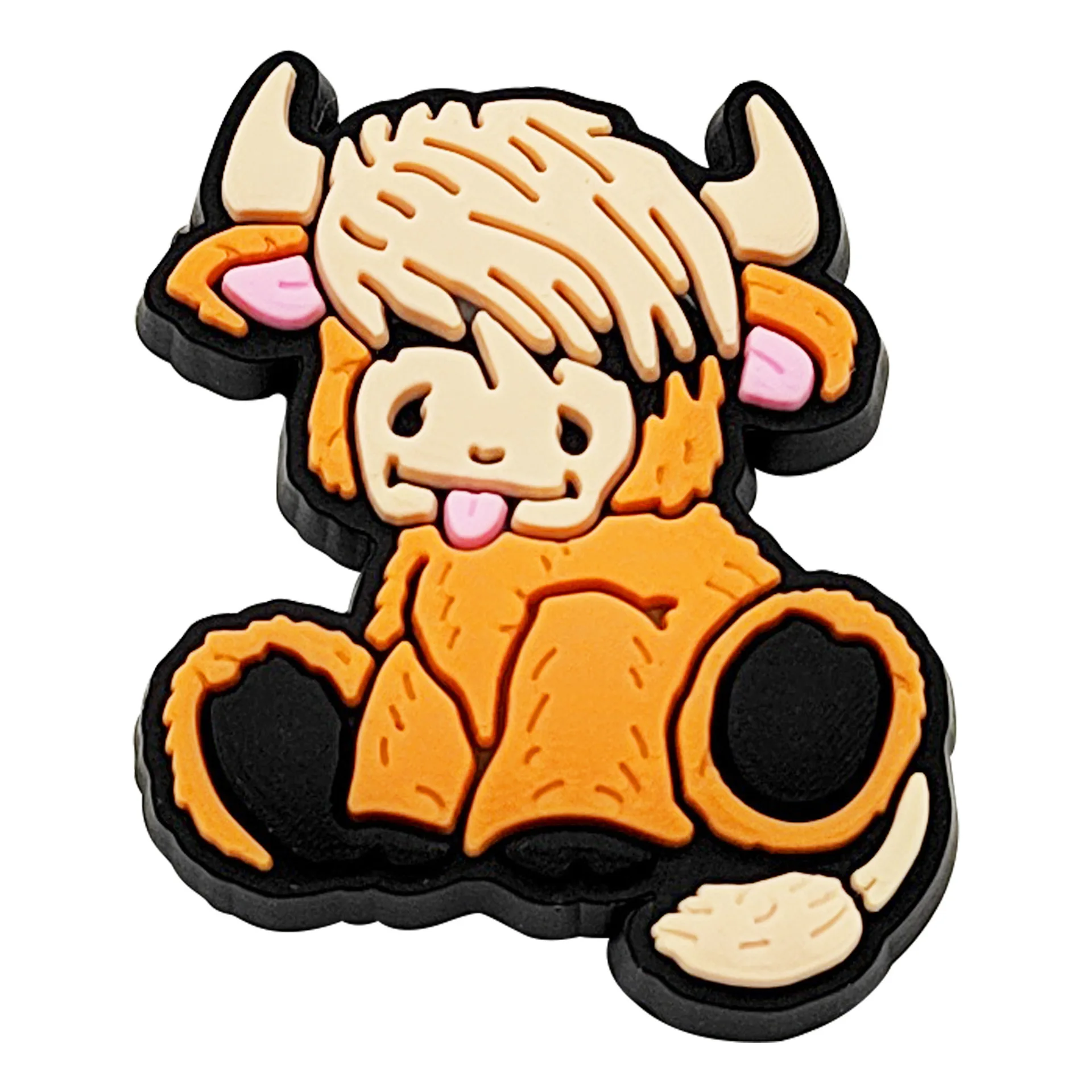 1-9Pcs Cute Highland Cow Shoe Charms Bubble Slides Sandals Buckle Shoes Accessories For Clogs Pins Garden Shoes Decorations Kids
