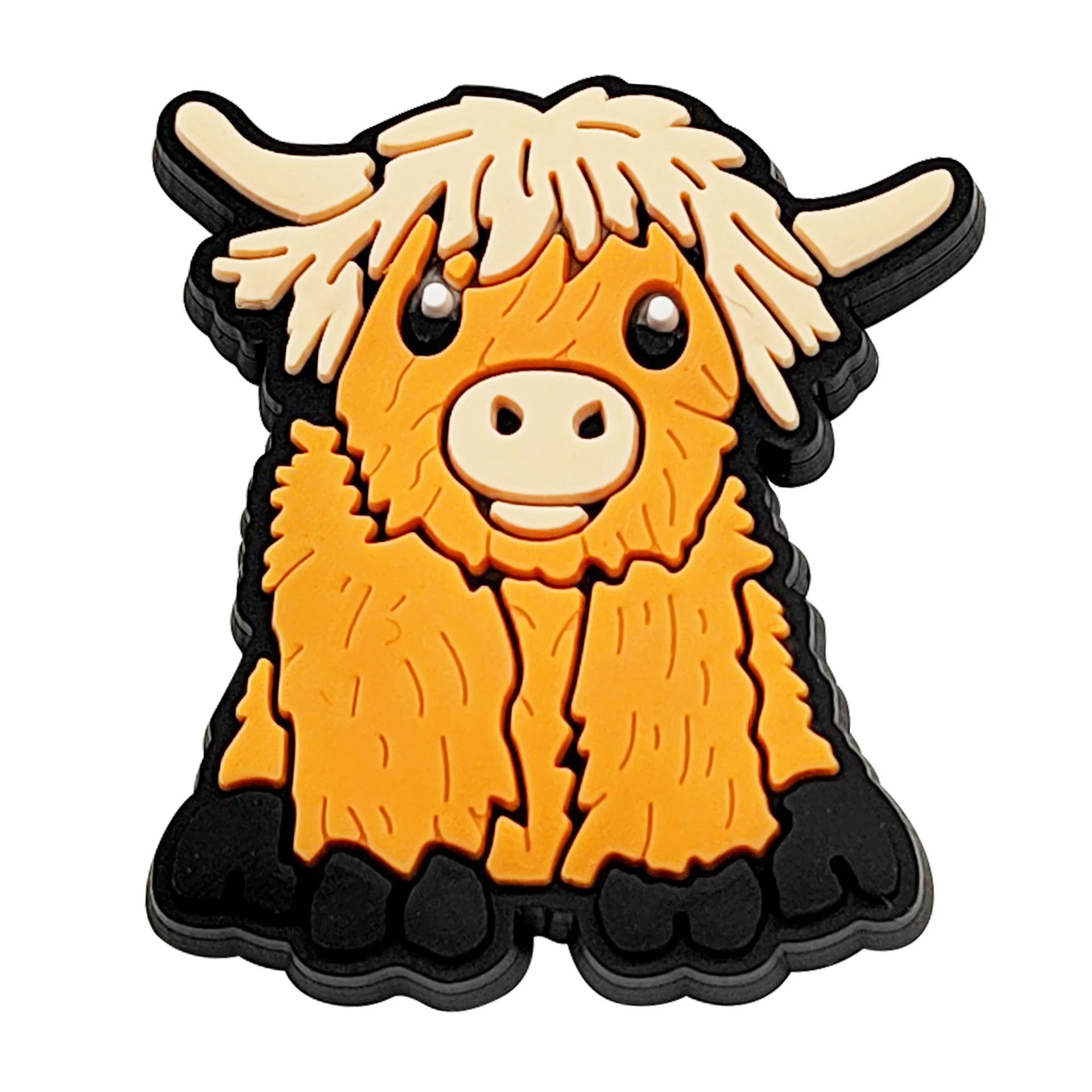 1-9Pcs Cute Highland Cow Shoe Charms Bubble Slides Sandals Buckle Shoes Accessories For Clogs Pins Garden Shoes Decorations Kids