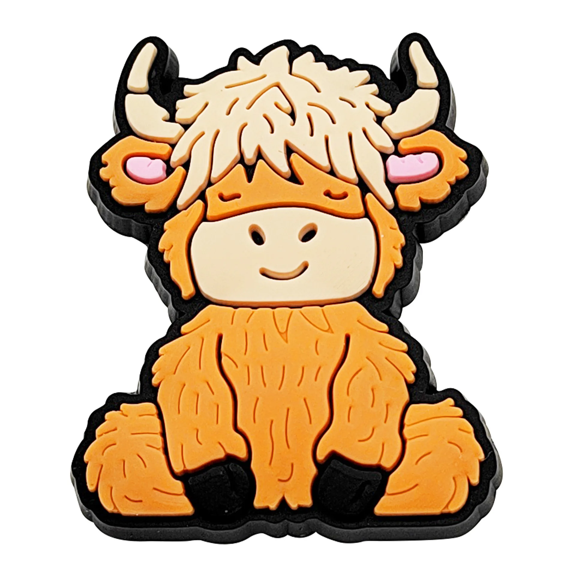 1-9Pcs Cute Highland Cow Shoe Charms Bubble Slides Sandals Buckle Shoes Accessories For Clogs Pins Garden Shoes Decorations Kids
