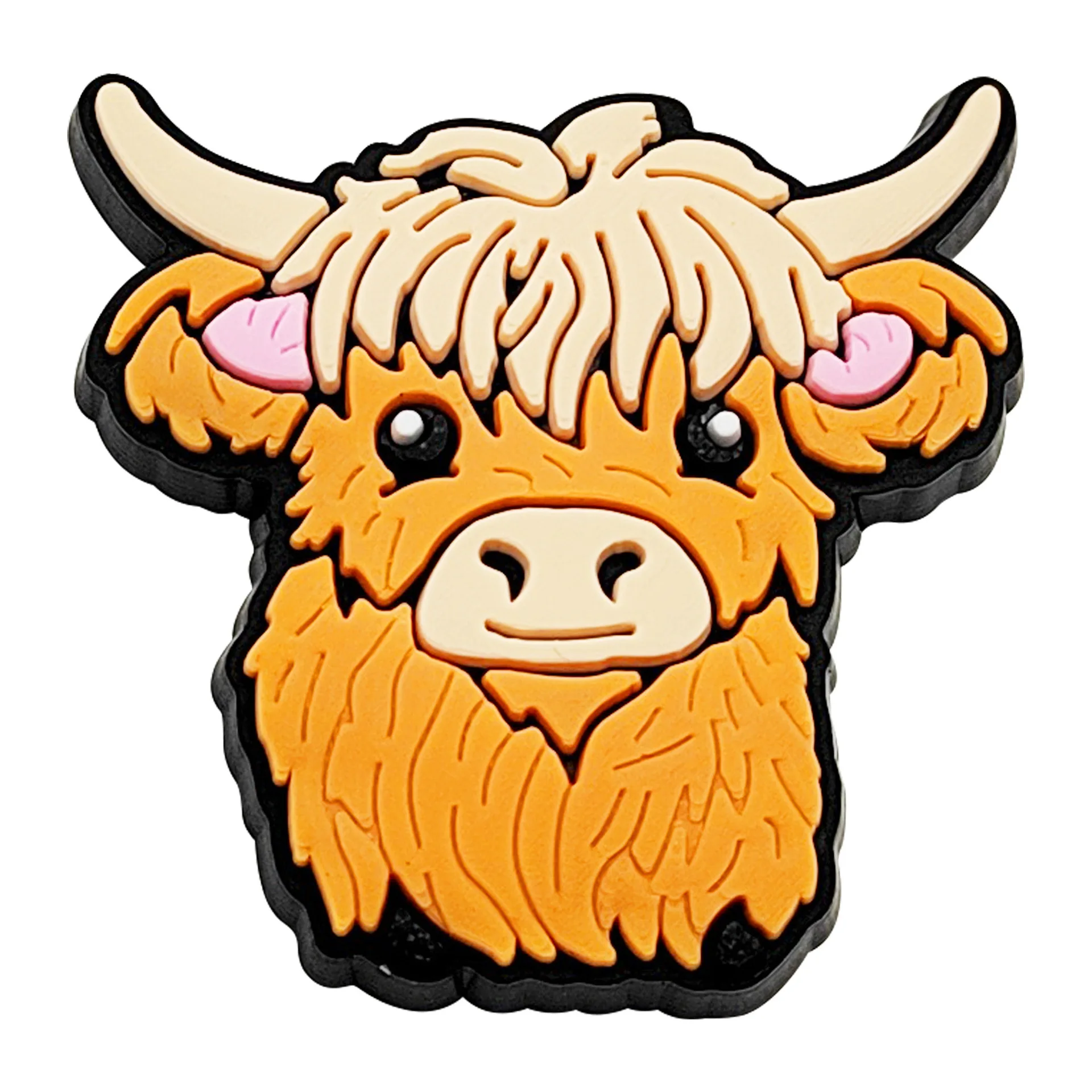 1-9Pcs Cute Highland Cow Shoe Charms Bubble Slides Sandals Buckle Shoes Accessories For Clogs Pins Garden Shoes Decorations Kids