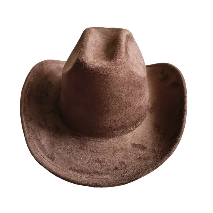 Classic Suede Leather 7.5CM Western Cowboy Women's Fedora Hat Men's Church Jazz Hat Fashion Travel Party Hat Denim Hat 2025