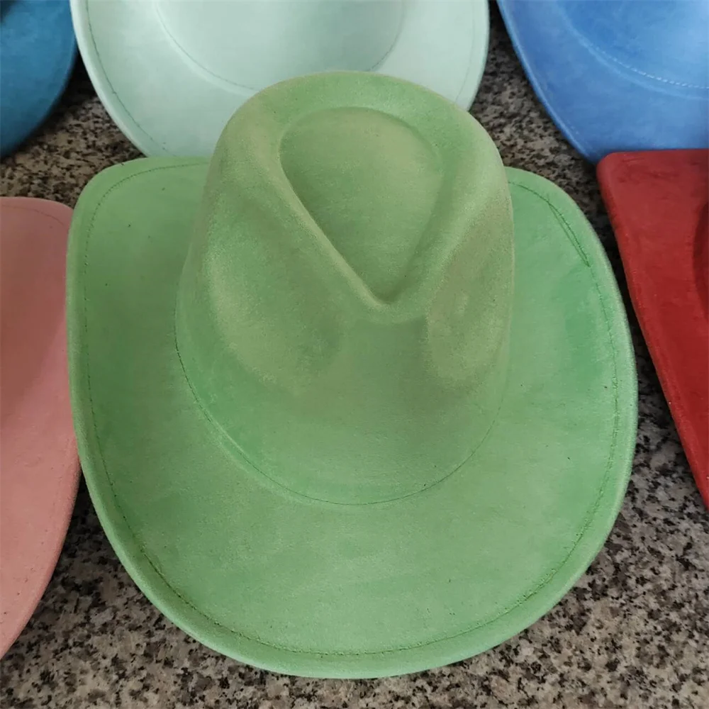 Classic Suede Leather 7.5CM Western Cowboy Women's Fedora Hat Men's Church Jazz Hat Fashion Travel Party Hat Denim Hat 2025