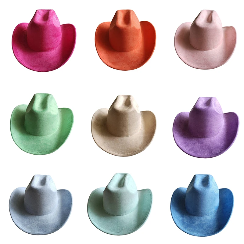 Classic Suede Leather 7.5CM Western Cowboy Women's Fedora Hat Men's Church Jazz Hat Fashion Travel Party Hat Denim Hat 2025