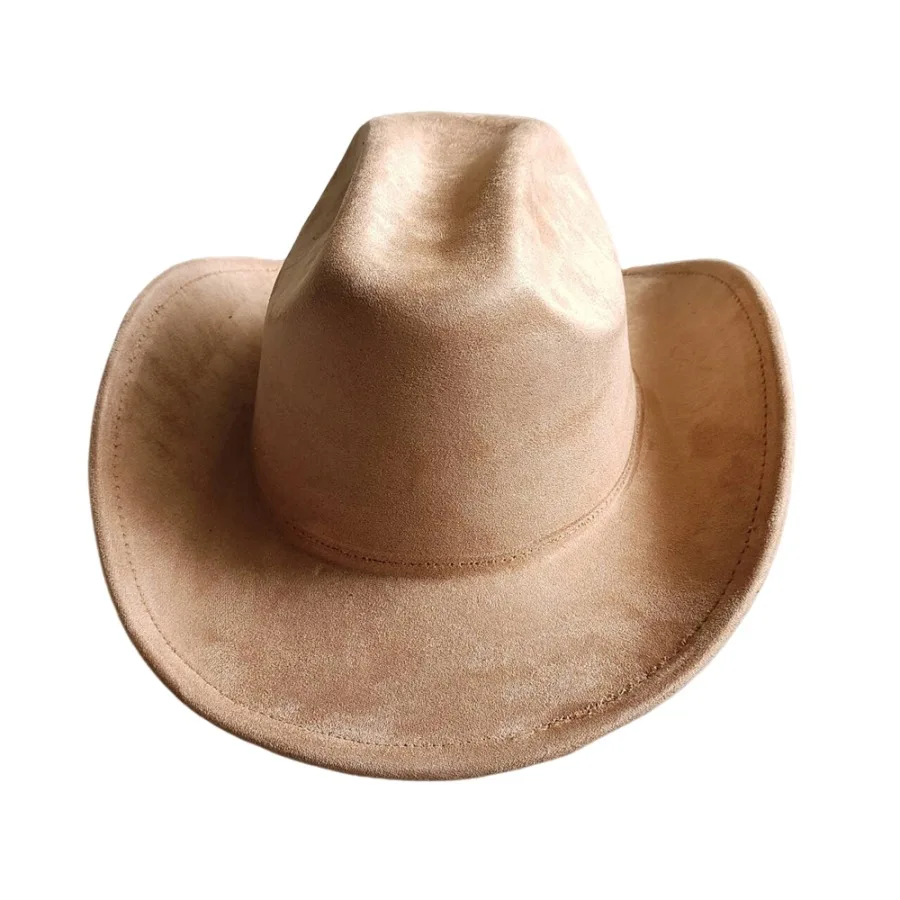 Classic Suede Leather 7.5CM Western Cowboy Women's Fedora Hat Men's Church Jazz Hat Fashion Travel Party Hat Denim Hat 2025