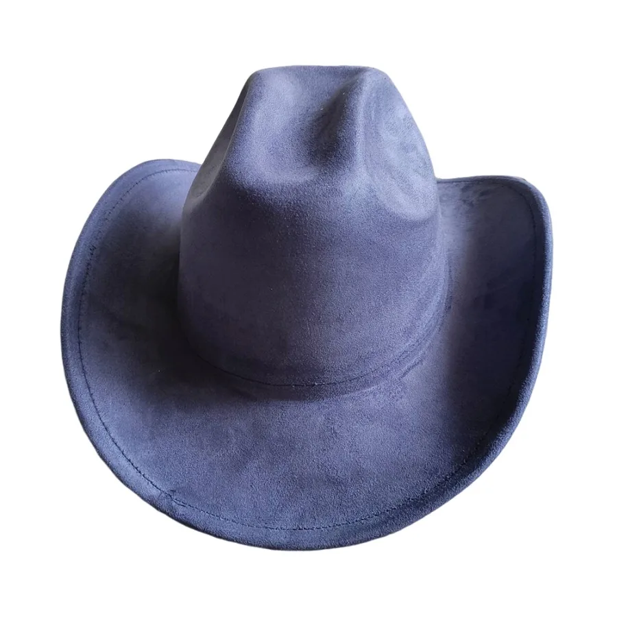 Classic Suede Leather 7.5CM Western Cowboy Women's Fedora Hat Men's Church Jazz Hat Fashion Travel Party Hat Denim Hat 2025