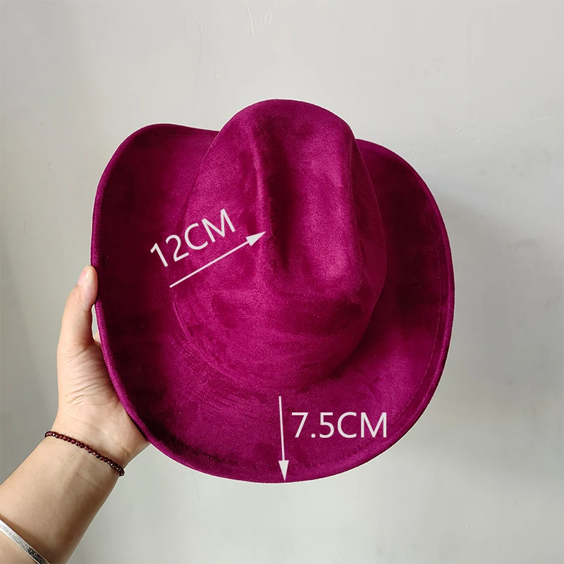 Classic Suede Leather 7.5CM Western Cowboy Women's Fedora Hat Men's Church Jazz Hat Fashion Travel Party Hat Denim Hat 2025