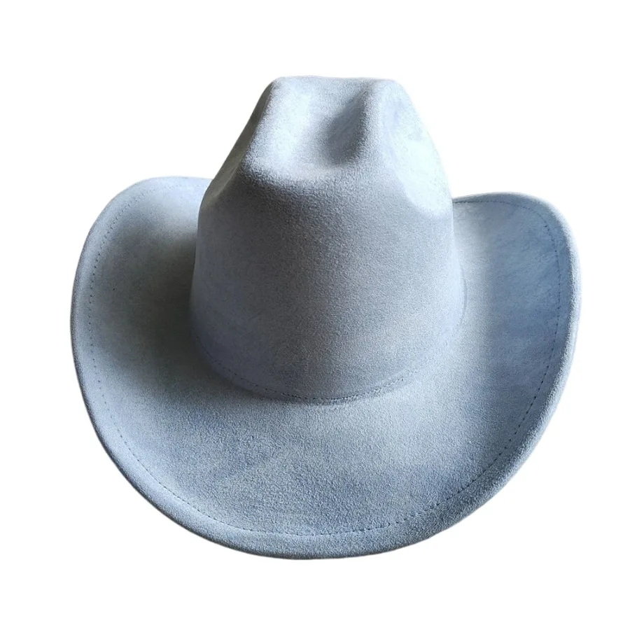Classic Suede Leather 7.5CM Western Cowboy Women's Fedora Hat Men's Church Jazz Hat Fashion Travel Party Hat Denim Hat 2025
