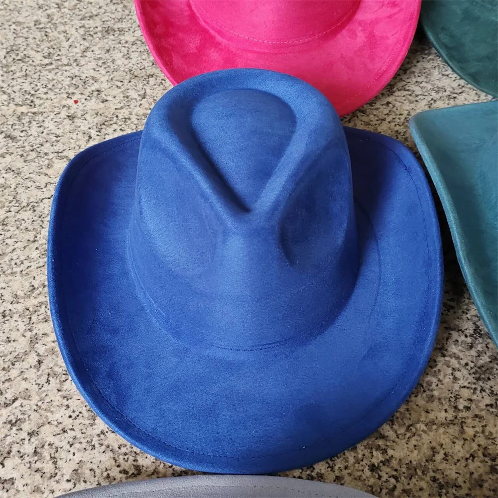 Classic Suede Leather 7.5CM Western Cowboy Women's Fedora Hat Men's Church Jazz Hat Fashion Travel Party Hat Denim Hat 2025