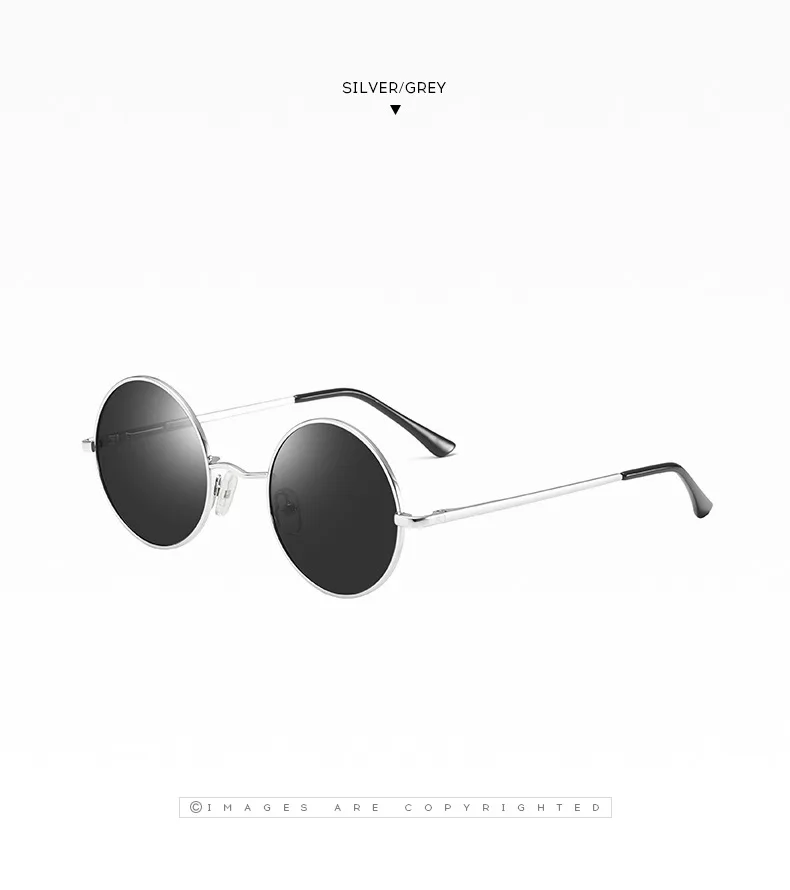 Classic Small Vintage Retro Round Frame Polarized Sunglasses for Men Women Reflective Lenses Sun Glasses Stylish Hipster UV400