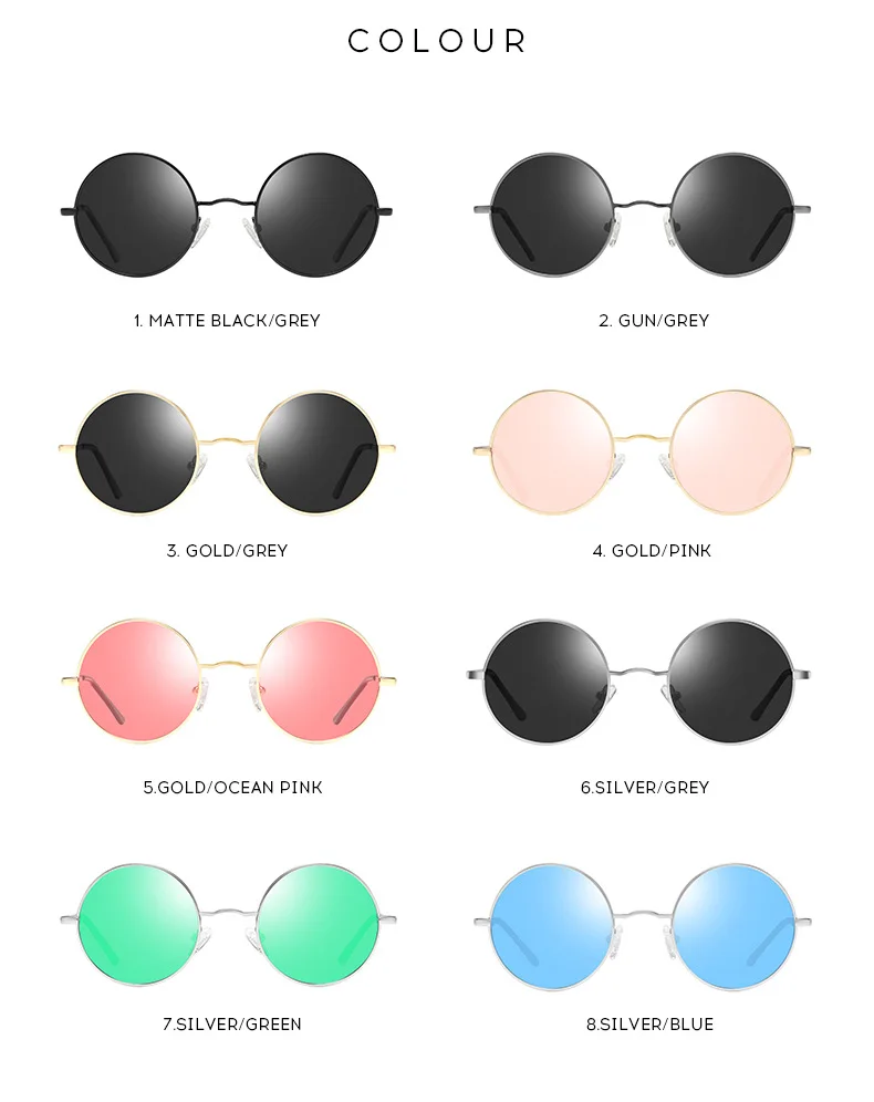 Classic Small Vintage Retro Round Frame Polarized Sunglasses for Men Women Reflective Lenses Sun Glasses Stylish Hipster UV400