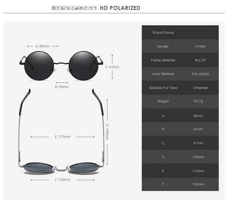 Classic Small Vintage Retro Round Frame Polarized Sunglasses for Men Women Reflective Lenses Sun Glasses Stylish Hipster UV400