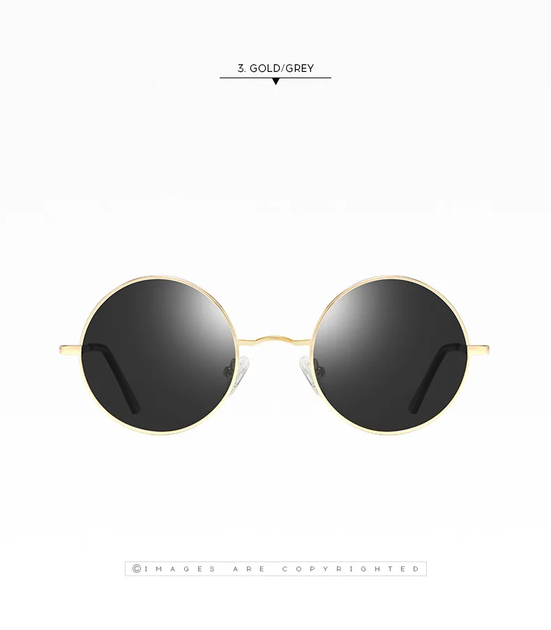 Classic Small Vintage Retro Round Frame Polarized Sunglasses for Men Women Reflective Lenses Sun Glasses Stylish Hipster UV400