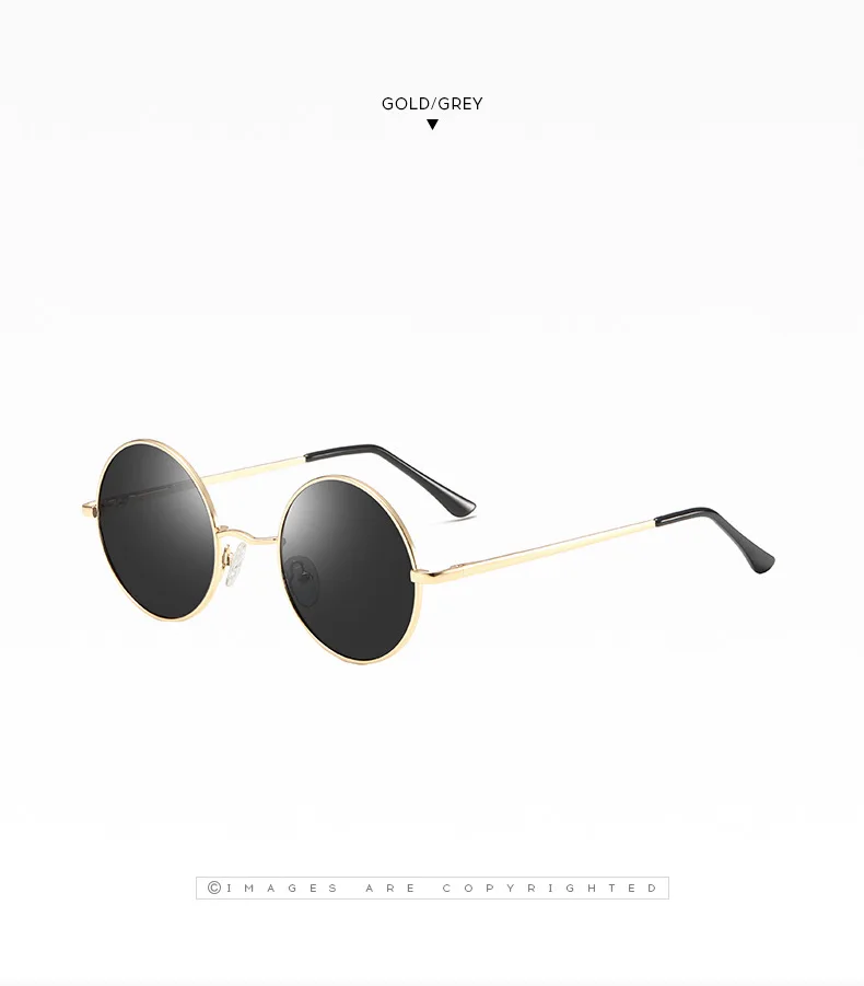 Classic Small Vintage Retro Round Frame Polarized Sunglasses for Men Women Reflective Lenses Sun Glasses Stylish Hipster UV400