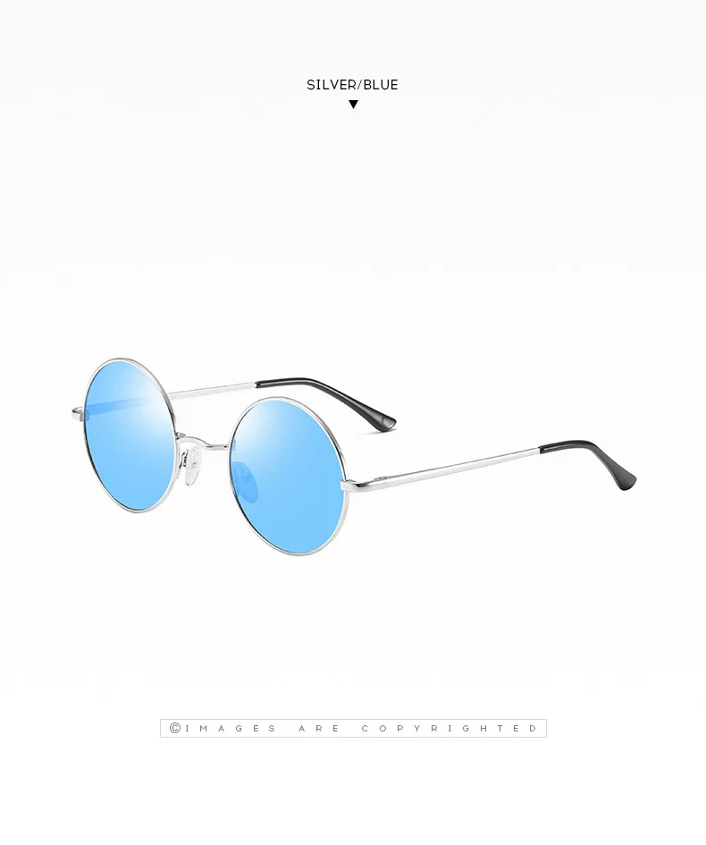 Classic Small Vintage Retro Round Frame Polarized Sunglasses for Men Women Reflective Lenses Sun Glasses Stylish Hipster UV400