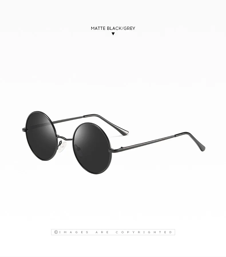 Classic Small Vintage Retro Round Frame Polarized Sunglasses for Men Women Reflective Lenses Sun Glasses Stylish Hipster UV400