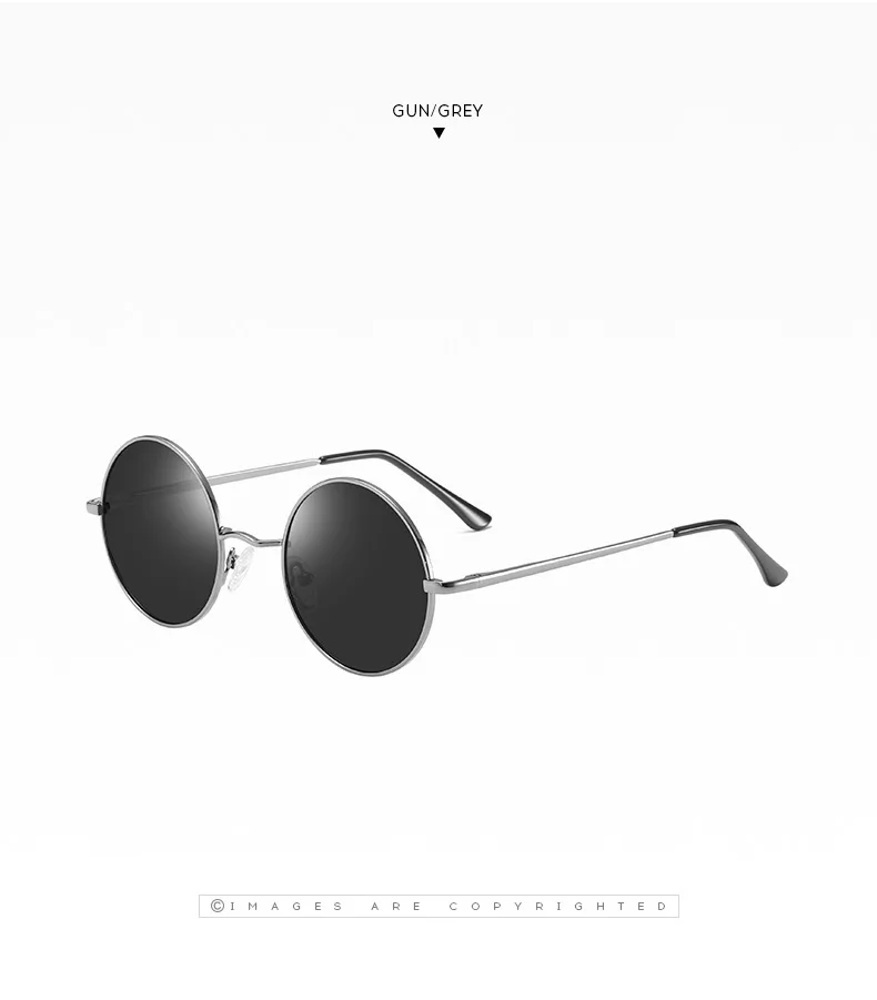 Classic Small Vintage Retro Round Frame Polarized Sunglasses for Men Women Reflective Lenses Sun Glasses Stylish Hipster UV400