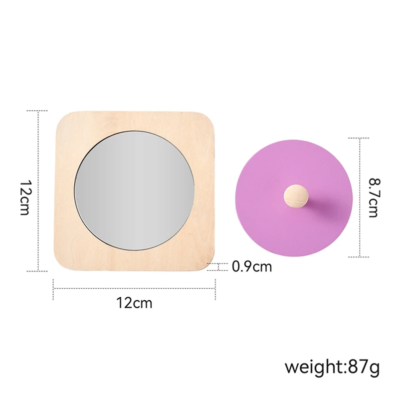 Montessori Baby Toys Play Kit Montessori Mirror Peekaboo Knob Puzzle Medium Spinning Drum Ball Kit Toys for 6-12 Months Toddler