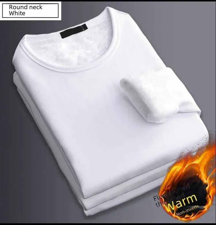 Winter Men's Long-sleeved Thermal Underwear Plus Velvet Padded T-shirt Round Neck Slim Bottoming Shirt Mens Underwear