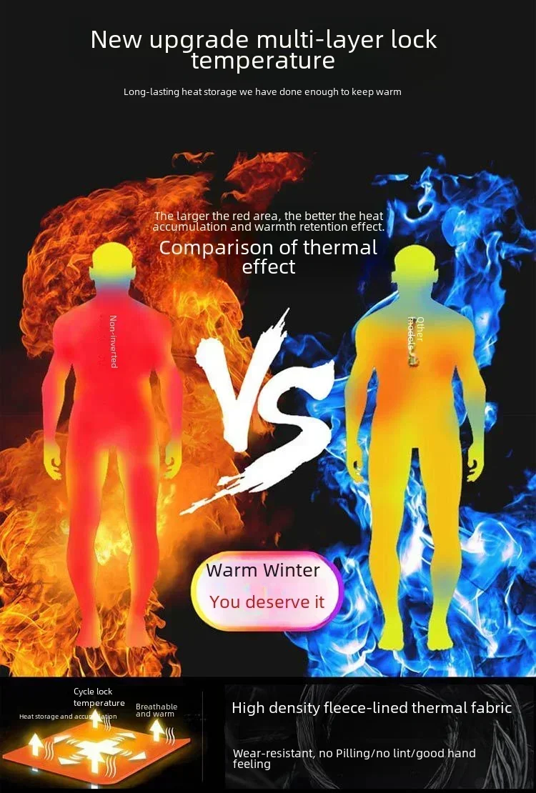 Winter Men's Long-sleeved Thermal Underwear Plus Velvet Padded T-shirt Round Neck Slim Bottoming Shirt Mens Underwear
