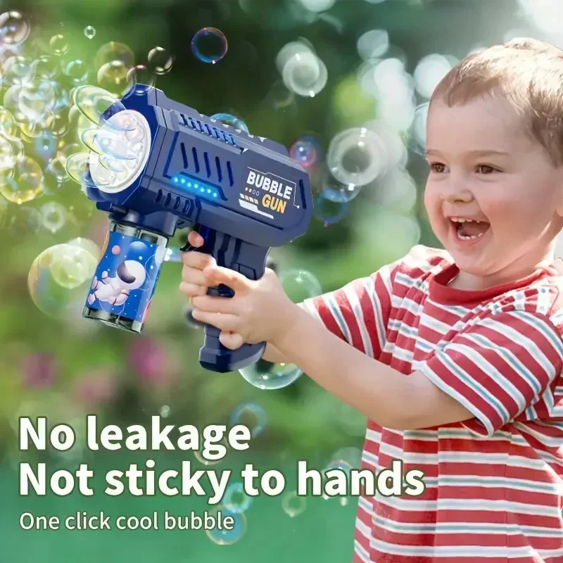 10 Holes Children Electric Bubble Gun Rocket Soap Automatic Bubble Machine Kids Summer Outdoor Bubble Blowing Toys for Kids