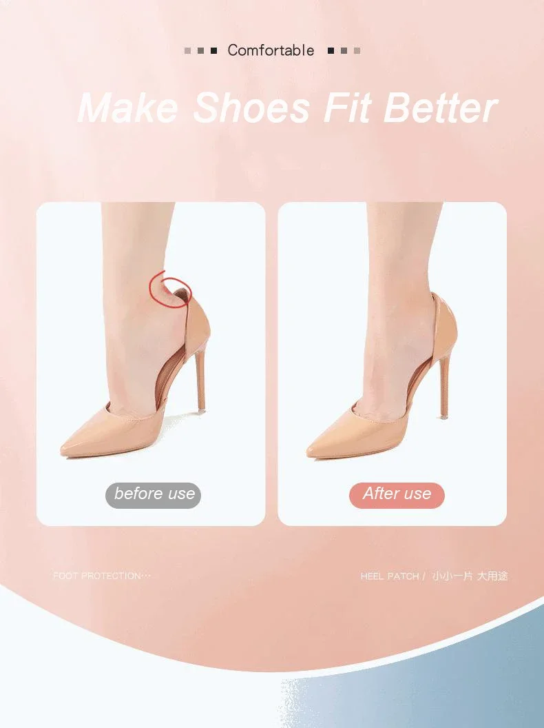 Upgrade Silicone Heel Stickers Heels Grips for Women Men Anti Slip Heel Cushions Non-Slip Inserts Pads Foot Heel Care Protector