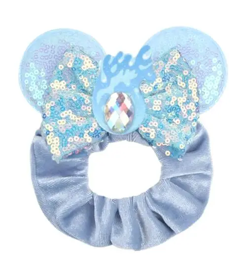 1pc New Chic Mickey Mouse Ears Hair Scrunchies Sequins 4" Bows Elastic Headband Women Velvet Girls DIY Hair Accessories Gift