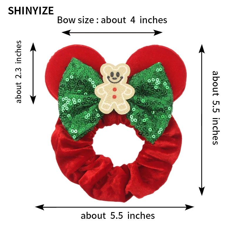 1pc New Chic Mickey Mouse Ears Hair Scrunchies Sequins 4" Bows Elastic Headband Women Velvet Girls DIY Hair Accessories Gift