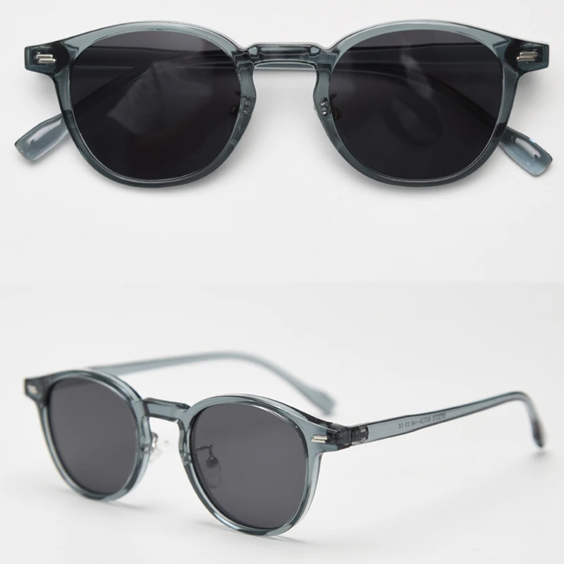 Peekaboo Unisex Polarized Sunglasses Retro Women Korean Style Ultralight Round Sun Glasses for Men TR90 Green Brown 2024 Gift