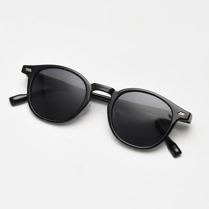 Peekaboo Unisex Polarized Sunglasses Retro Women Korean Style Ultralight Round Sun Glasses for Men TR90 Green Brown 2024 Gift