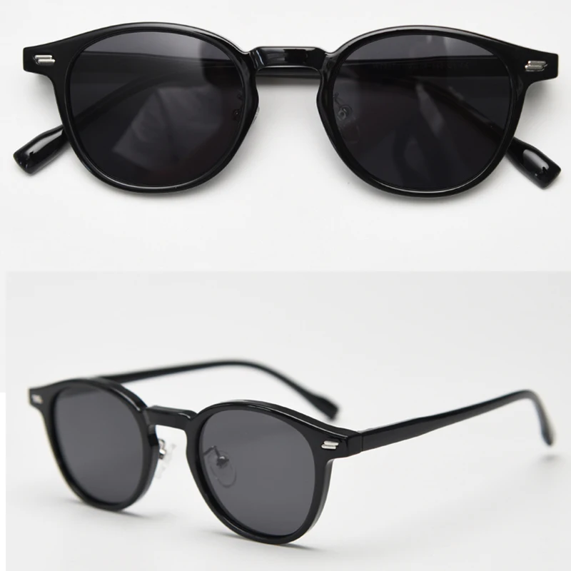Peekaboo Unisex Polarized Sunglasses Retro Women Korean Style Ultralight Round Sun Glasses for Men TR90 Green Brown 2024 Gift