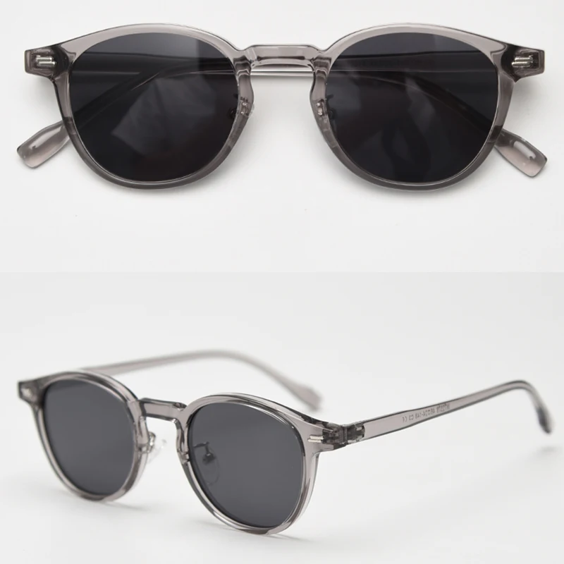 Peekaboo Unisex Polarized Sunglasses Retro Women Korean Style Ultralight Round Sun Glasses for Men TR90 Green Brown 2024 Gift